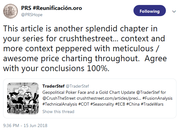 Testimonial from PRSHope - TraderStef does Splendid and Meticulous Price Charting - June 2018