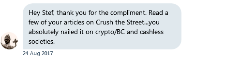 Testimonial from private direct messages and emails - nailed crypto bitcoin technical analysis