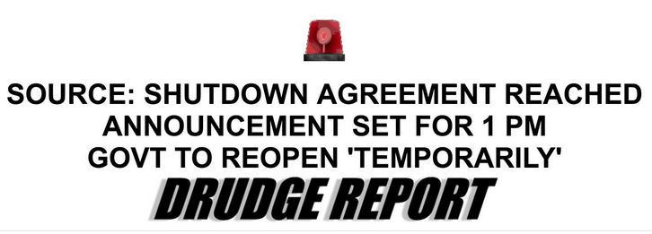 Drudge Report Government Shutdown Deal Headline January 25 2019