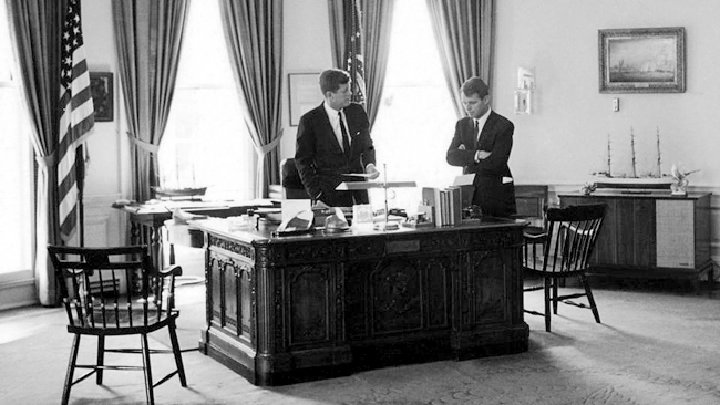 JFK and Robert Kennedy in the Oval Office