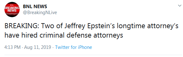 Epstein Attorney Hires Criminal Defense Attorney