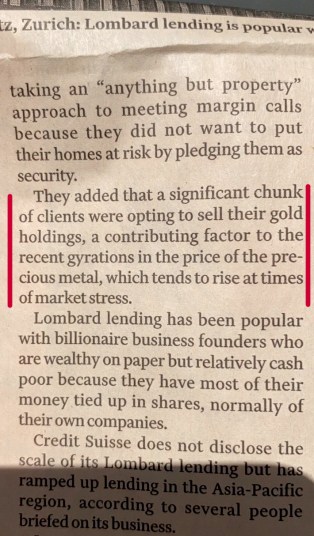 Financial Times Mar. 15, 2020 - Margin Calls Use Gold Paper Contracts to Raise Cash