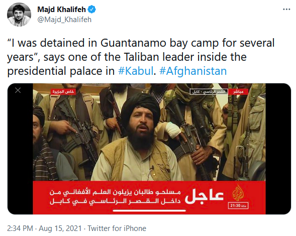 Guantanamo Bay prisoner, now a Taliban leader iinside Afganistan's presidential palace