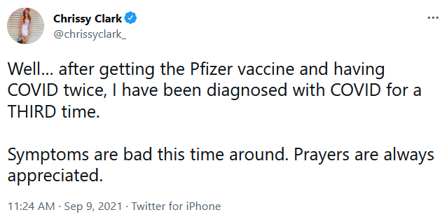 Chrissy Clark Twitter - Vaccinated Then COVID Infected 3 Times