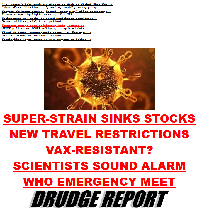 Drudge Nu Variant Headlines Nov. 26, 2021