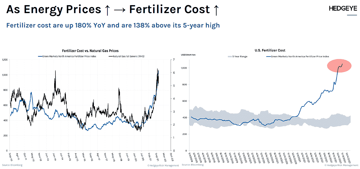 Energy Prices vs. Fertilzer Cost via Hedgeye