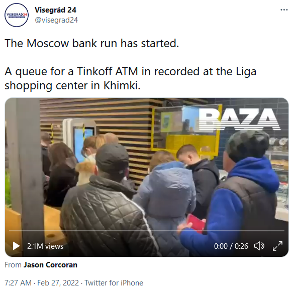 Russia Bank Runs Begin Feb. 27 at ATMs