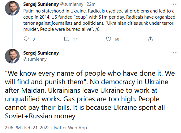 Sergej Sumlenny on Twitter on 2014 Maiden - Worst Fears of US Intelligence Services Coming True
