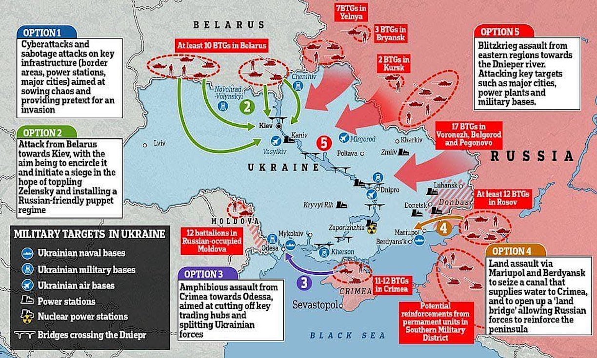 Ukraine Map Surrounded by Russia Military