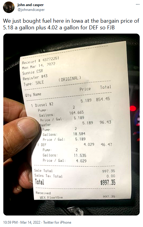 John and Casper Diesel Fuel Fill for Long-Haul Trucker