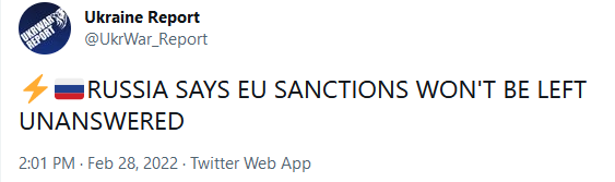 Russia Says EU Sanctions Won't Be Left Unanswered