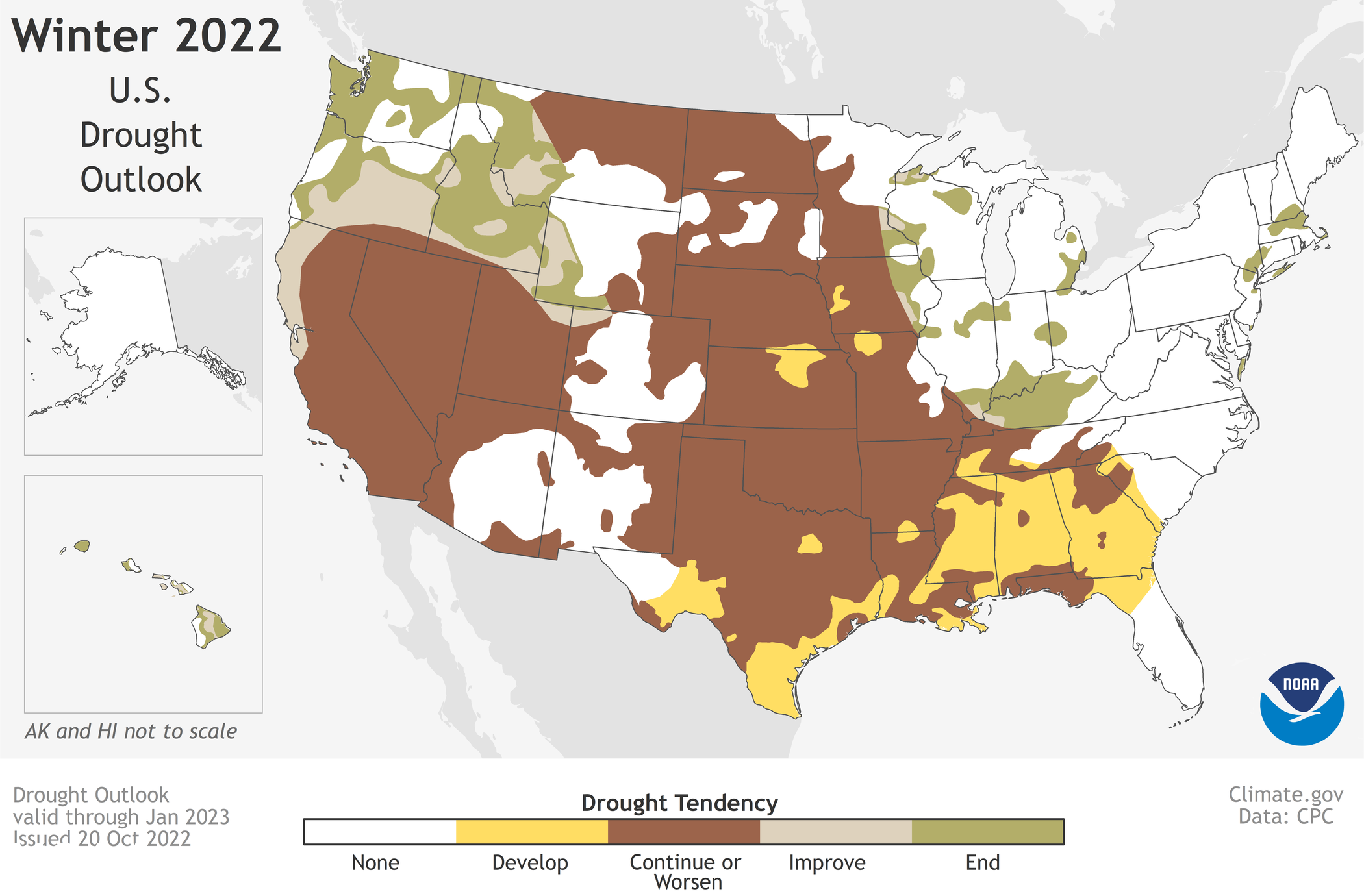 NOAA US Drought Outlook Map Winter 2022-2023
