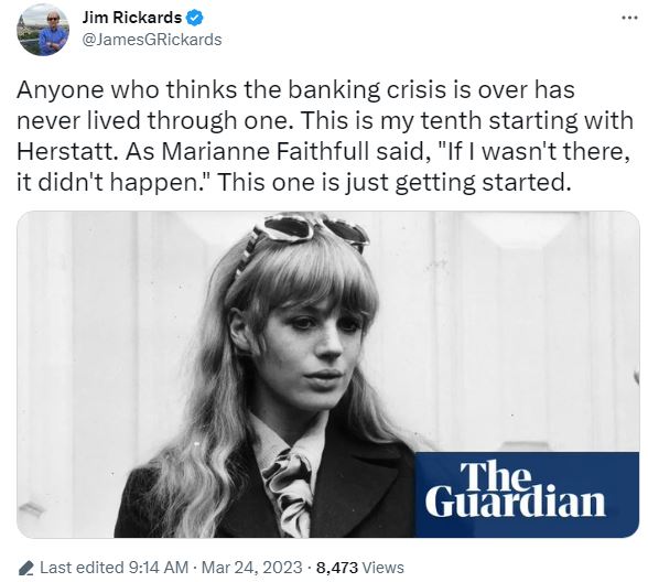 Jim Rickards Twitter on Banking Crisis Mar. 24, 2023
