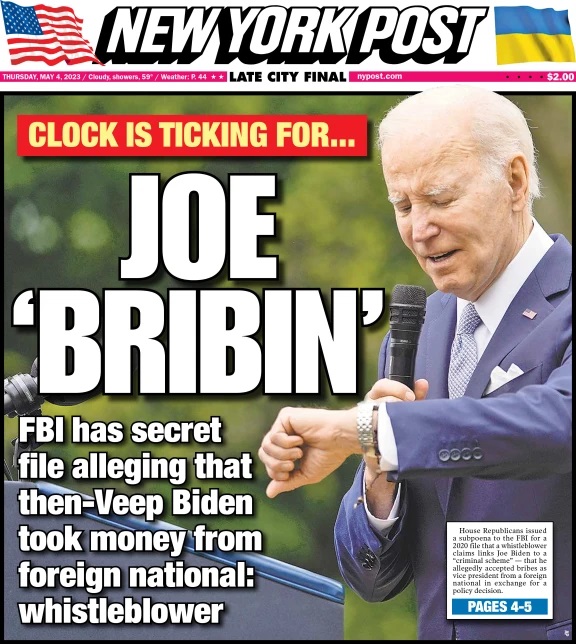 Joe Bribin Cover, Money Laundering - New York Post, May 4