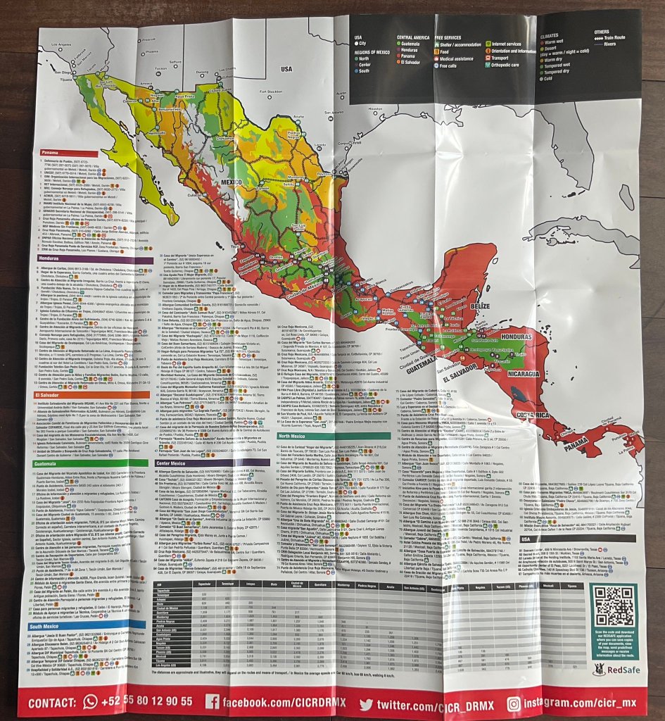 Map of Directions to U.S. Provided by NGO's for Migrants