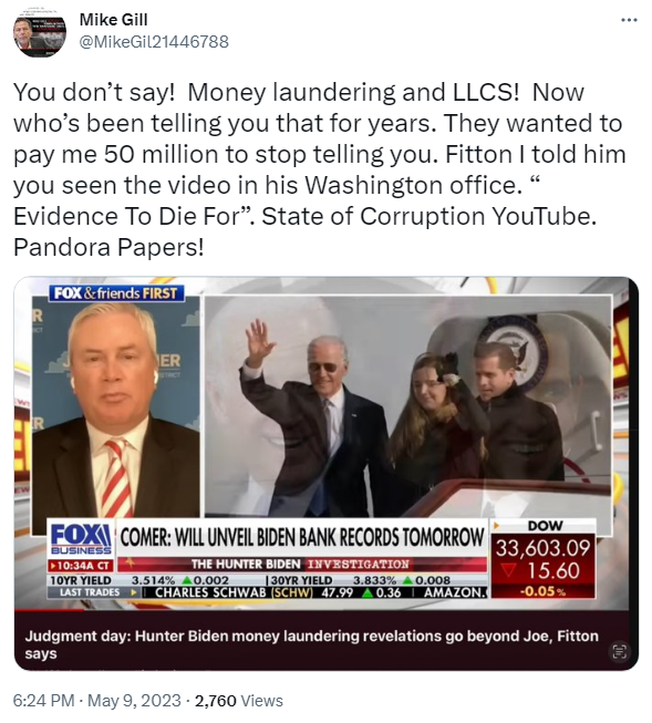 Mike Gill Twitter on Politico Money Laundering via LLCs - May 9