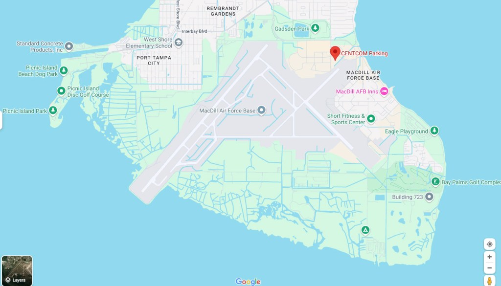 Map of CENTCOM's Location in Tampa Bay – Google