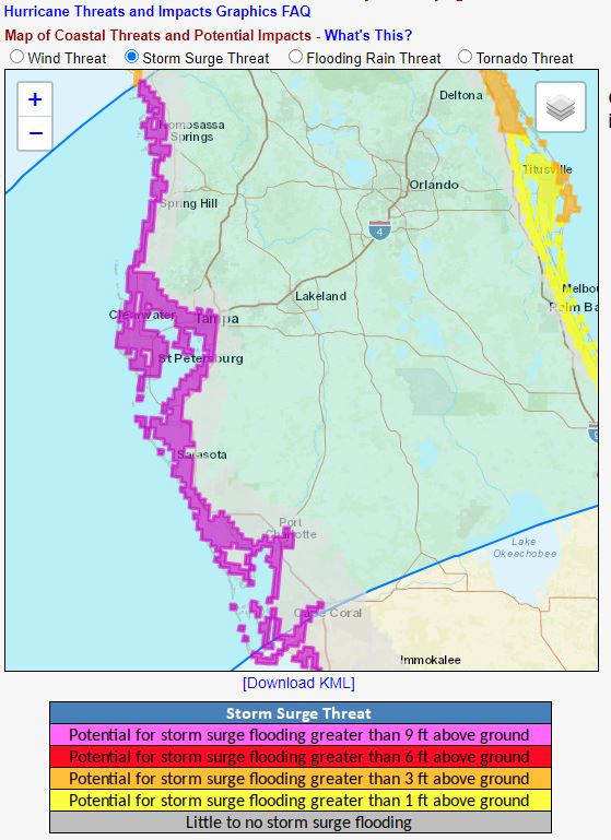 Milton’s Storm Surge Cone Threat for Tampa