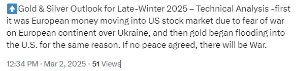 Gold Flooding to US on Fears of War on European Continent