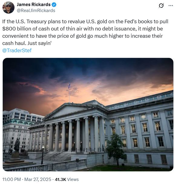 Jim Rickards on Revalue US Gold on Fed Books